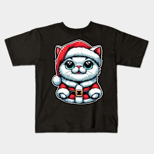 Cute Cat as Santa on Christmas Kids T-Shirt